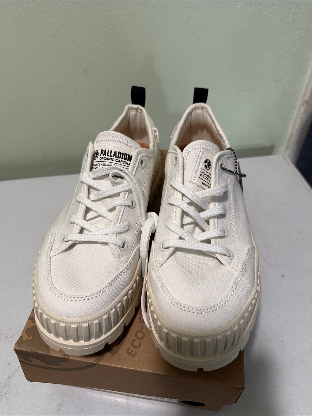 Palladium Off-White Canvas Platform Lace-Ups - Picture 3 of 6